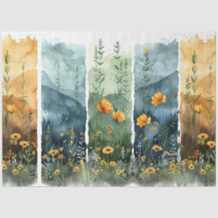 Decoupage Watercolor Set Of 4 Florals Tissue Paper