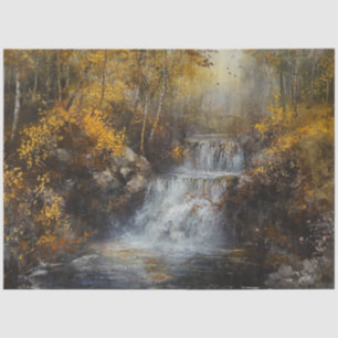 Decoupage Waterfall Autumn Forest Scene  Tissue Paper