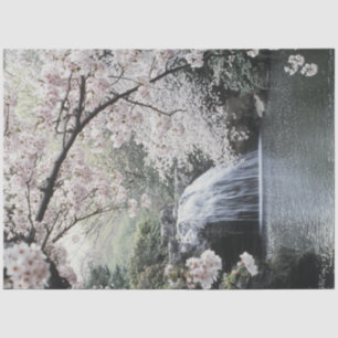 Decoupage Waterfall Pink Tree Tranquil Pool Tissue Paper