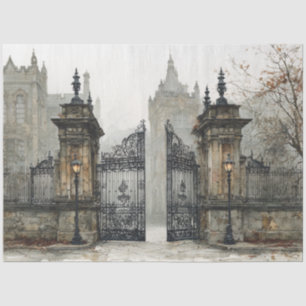 Decoupage Weathered Iron Gate Castle In Ireland Tissue Paper