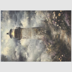 Decoupage Weathered Lighthouse Wildflowers Tissue Paper