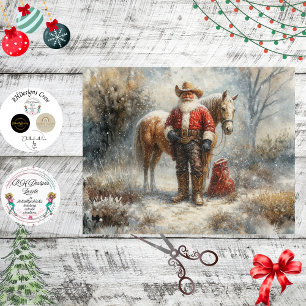 Decoupage Western Cowboy Santa & Horse Tissue Paper