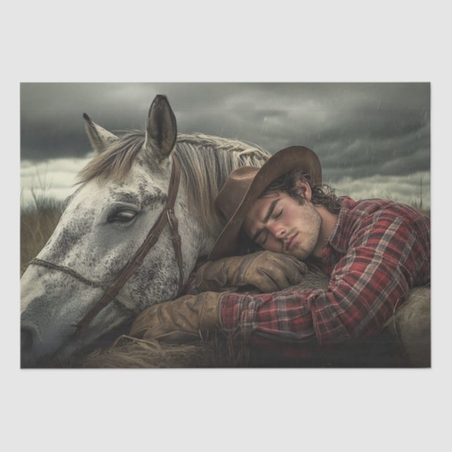 Decoupage Western Lifestyle Cowboy Horse Napping Tissue Paper (Front)