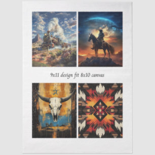 Decoupage Western & Tribal 8x10 Canvas Designs Tissue Paper