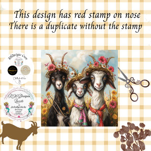 Decoupage Whimsical 3 Goats In Field Tissue Paper