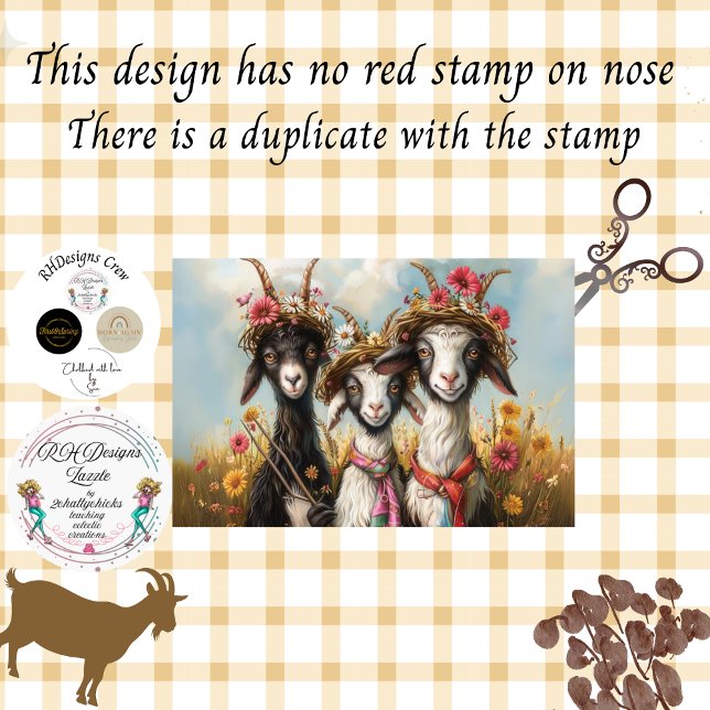 Decoupage Whimsical 3 Goats In Field Tissue Paper (Creator Uploaded)