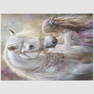 Decoupage Whimsical Adorned Horse & Child Tissue Paper