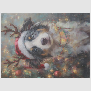 Decoupage Whimsical Australian Shepard Christmas Tissue Paper