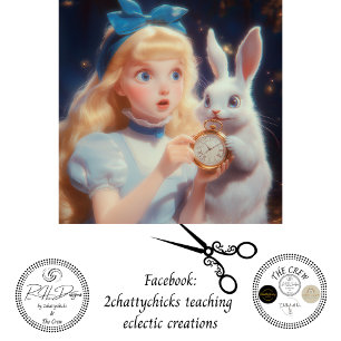 Decoupage Whimsical Blonde Blue Headband & Rabbit Tissue Paper