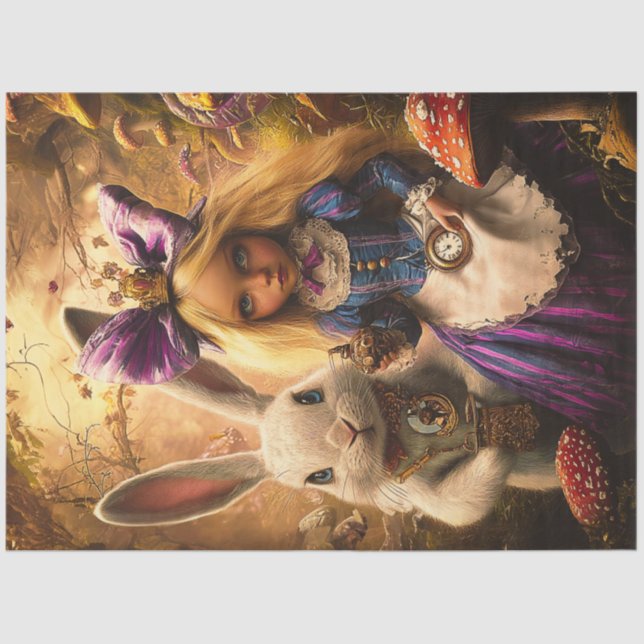 Decoupage Whimsical Blonde Girl In Wonderland Tissue Paper (Front)