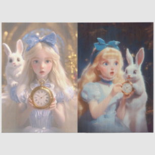 Decoupage Whimsical Blonde Girls Rabbits & Easter Tissue Paper