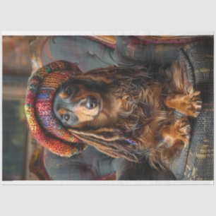 Decoupage Whimsical Boho Dachshund Dog   Tissue Paper