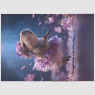 Decoupage Whimsical Capybara in Tutu Dancing Tissue Paper