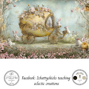 Decoupage Whimsical Carriage Rabbit Easter Scene Tissue Paper