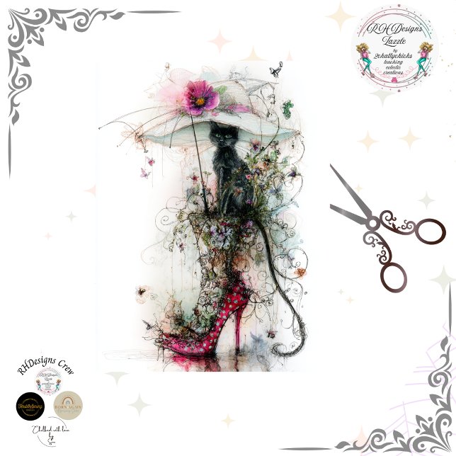 Decoupage Whimsical Cat Parasol Catwalk Companions Tissue Paper (Creator Uploaded)