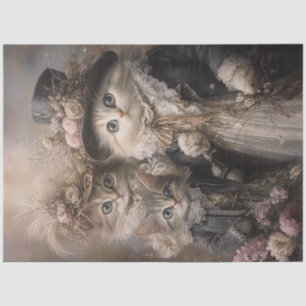 Decoupage Whimsical Cats in Vintage Style Attire Tissue Paper