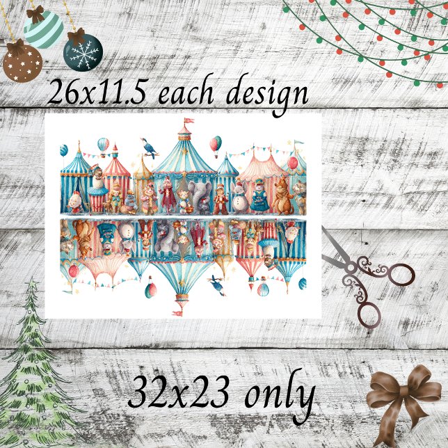 Decoupage Whimsical Christmas Circus Scene Tissue Paper (Creator Uploaded)