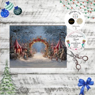 Decoupage Whimsical Christmas Circus Tissue Paper