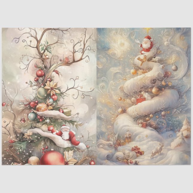 Decoupage Whimsical Christmas Tree 2 per Sheet (Front)