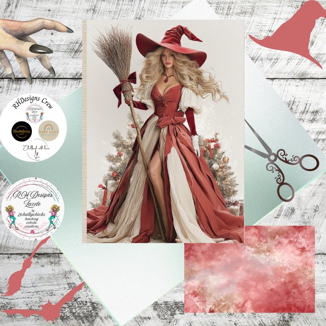 Decoupage Whimsical Christmas Witch  Tissue Paper (Creator Uploaded)