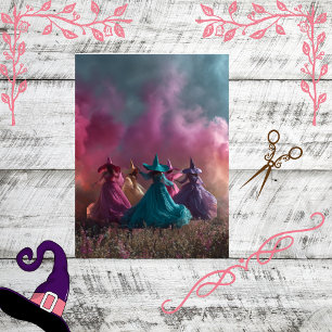 Decoupage Whimsical Colorful Witches Sisterhood Tissue Paper