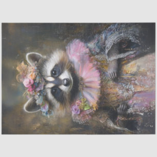 Decoupage Whimsical Colourful Dressed Racoon Tissue Paper