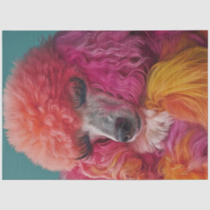 Decoupage Whimsical Colourful Standard Poodle  Tissue Paper