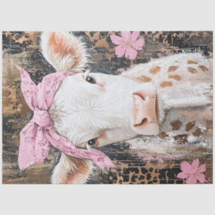 Decoupage Whimsical Cow Pink Bandanna Tissue Paper