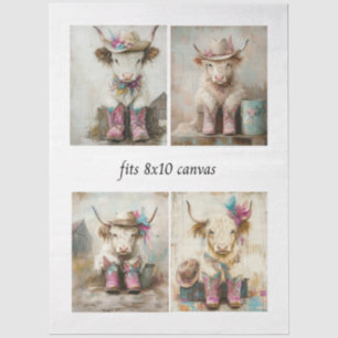 Decoupage Whimsical Cowboy Highland Calvess  Tissue Paper