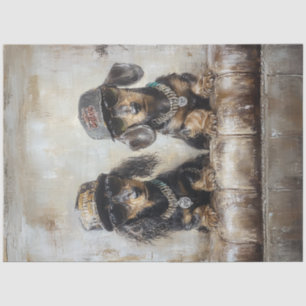 Decoupage Whimsical Dachshund Puppies Rappers Tissue Paper