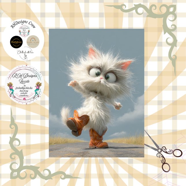 Decoupage Whimsical Dancing Cat  Tissue Paper (Creator Uploaded)