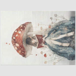 Decoupage Whimsical Fairy Mushroom and Hearts Tissue Paper