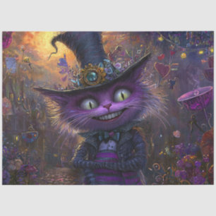 Decoupage Whimsical Fantasy Purple Cat with Hat Tissue Paper