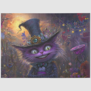 Decoupage Whimsical Fantasy Purple Cat with Hat Tissue Paper