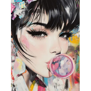 Decoupage Whimsical Girl & Her Bubble Gum Memories Tissue Paper