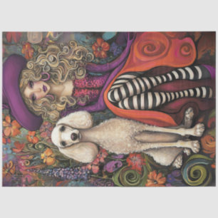 Decoupage Whimsical Girl Violet & Poodle Snowball Tissue Paper