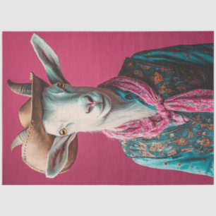 Decoupage Whimsical Goat Pink Background Tissue Paper