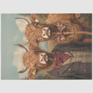 Decoupage Whimsical Highland Cow Couple  Tissue Paper