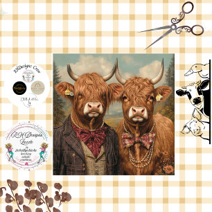 Decoupage Whimsical Highland Cow Couple Tissue Paper