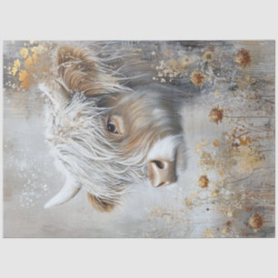 Decoupage Whimsical Highland Cow Flowers Tissue Paper