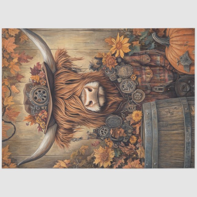 Decoupage Whimsical Highland Halloween Decor Tissue Paper (Front)