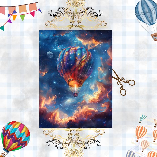 Decoupage Whimsical Hot Hair Balloon Portrait  Tissue Paper (Creator Uploaded)