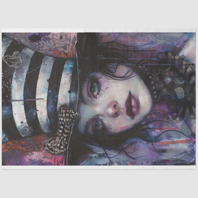 Decoupage Whimsical Jester Girl Celestina Whimsy Tissue Paper (Front)