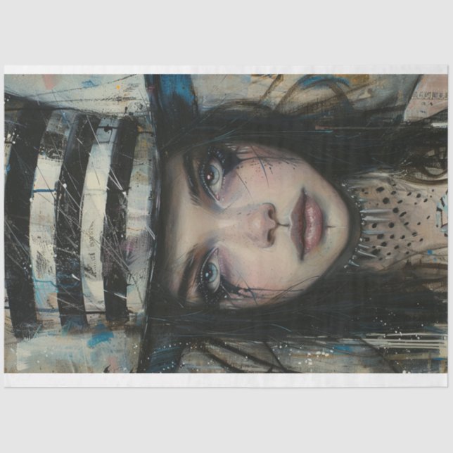 Decoupage Whimsical Jester Girl Harlequin Star Tissue Paper (Front)