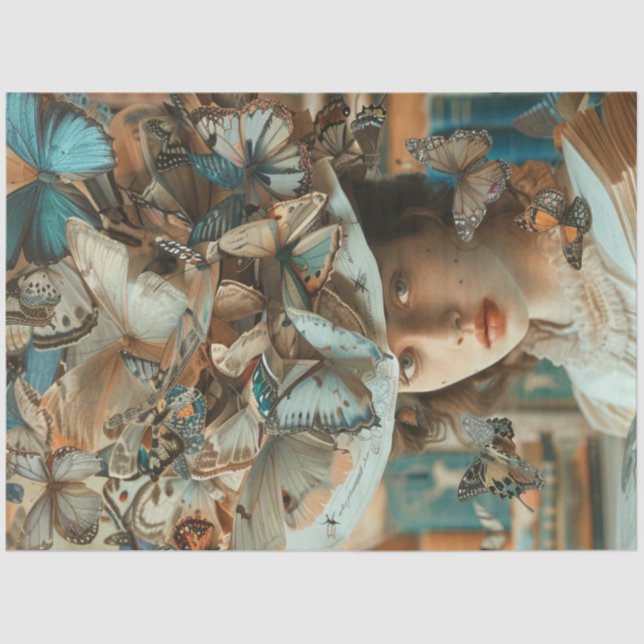 Decoupage Whimsical Librarian School Teacher  Tissue Paper (Front)