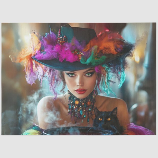 Decoupage Whimsical Magical Good Witch  Tissue Pap Tissue Paper (Front)