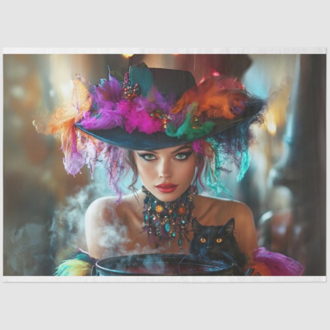 Decoupage Whimsical Magical Good Witch  Tissue Paper (Front)