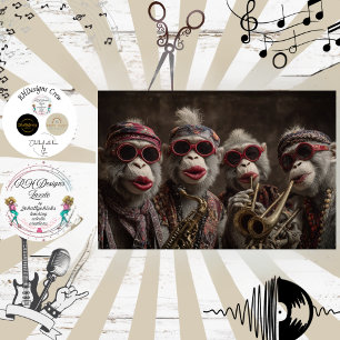 Decoupage Whimsical Monkey Manjo Jazz Band Tissue Paper