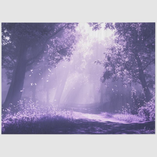 Decoupage Whimsical Mystical Purple Hue Forest Tissue Paper (Front)