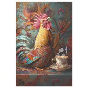 Decoupage Whimsical Ornate Chicken Coffee Break 2 Tissue Paper
